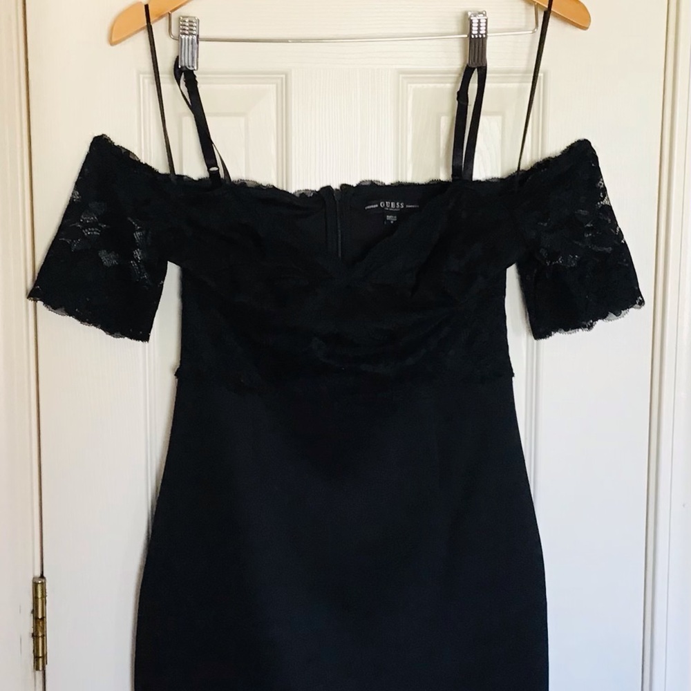 Guess Women's Raquel Elegant Black Beautiful Lined Mini Dress Size M - Picture 2 of 15